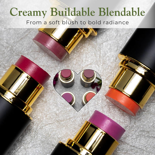 Cream Blush Stick â Buildable & Pigmented for Cheeks, Lips & Eyes â Hydrating W. Shea Butter, Vitamin E, Hyaluronic Acid & Squalane,