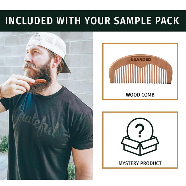 Live Bearded Beard Oil and Butter Grooming Kit Sample Pack with Comb, Bonus Gift - All-Natural Ingredients Shea, Argan, Jojoba - Growth Support -