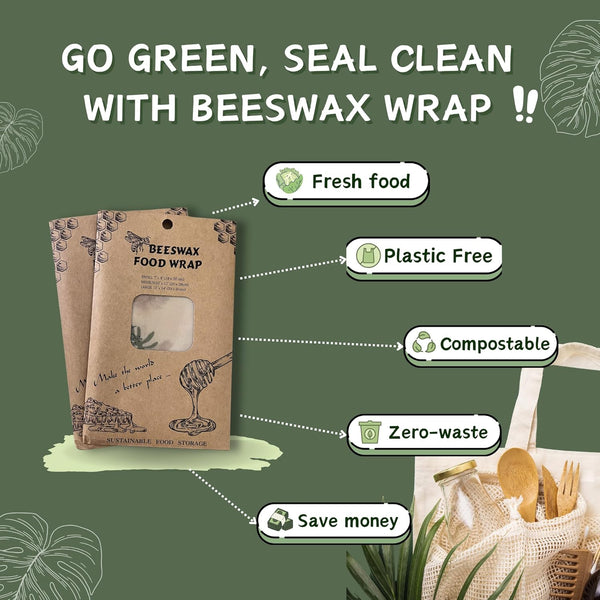 XL Beeswax Wraps 18.5X21.5" - Reusable Organic Bee Wax Bags for Food Storage, Bread, Sandwich, Sourdough, Eco-Friendly Wrapping Paper, Kitchen