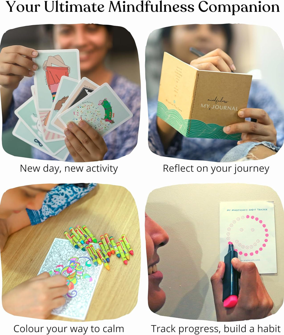 33 Inspirational Mindfulness Meditation Cards with Pocket Journal—Self-Care & Mental Health Cards for Men, Women