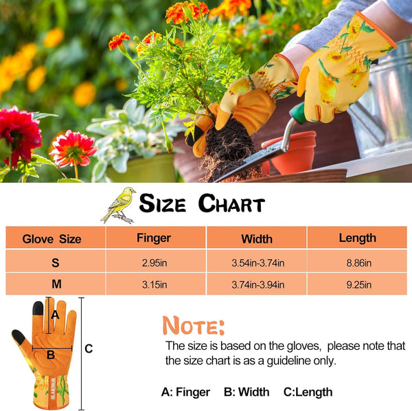 Leather-Gardening-Gloves for Women -Thorn-Proof Work-Gloves for Weeding, Digging, Planting,Pruning Yard Garden Gloves