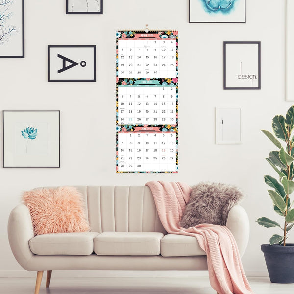 Calendar 2025-2026 - May. 2025 - Jun. 2026, 3 Month Display Wall Calendar (Folded in One Month), 11.3" X 26" (When Opened), Vertical Calendar