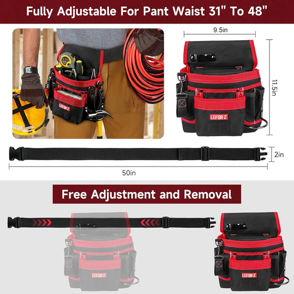 Tool Belt,Magnetic Tool Pouch,14-Pockets Tool Belts for Men,Detachable & Adjustable Tool Pouch Belt for Electrician,Carpenter,Construction,Work