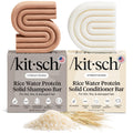 Kitsch Rice Water Shampoo & Conditioner Set - Solid Rice Water Shampoo & Conditioner Bar Soap for Hair Care, Strengthening & Nourishing Soap Bar,