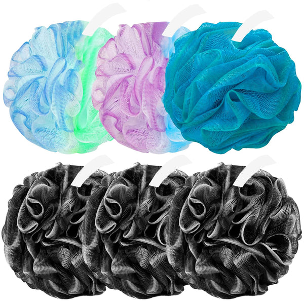 Amazerbst loofah,Shower loofah loofah Sponge,Bath Sponge Body Scrubber for Women and Men (Green Purple Blue Black Black Black)