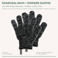Ecotools Charcoal Bath + Shower Gloves, Exfoliating Gloves Remove Dead Skin & Cleanse Whole Body, Bath Gloves Infused with Charcoal to Scrub &
