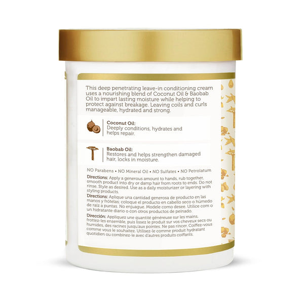 African Pride Moisture Miracle Coconut Oil & Baobab Oil Leave-In Hair Cream - Provides Intense Moisture & Helps Repair Natural Coils & Curls,