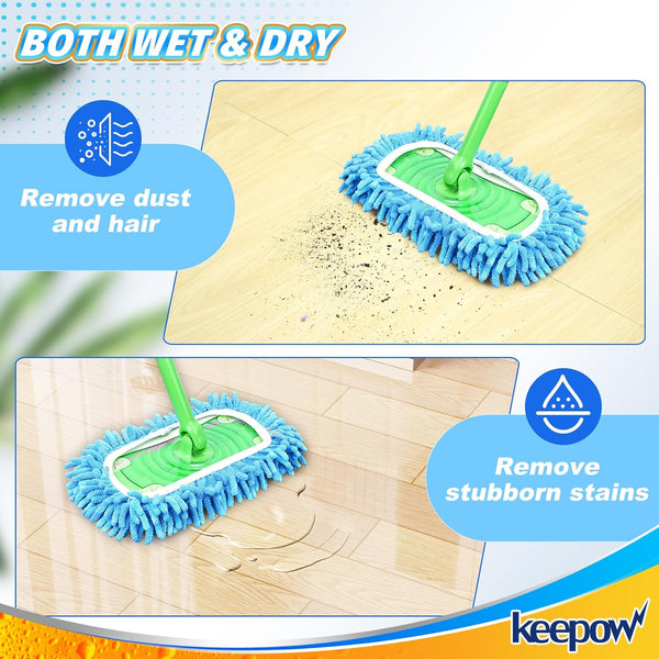 KEEPOW Reusable Mop Pads Compatible with Swiffer Sweeper Mop â Microfiber Wet & Dry Mopping Cloths for All Floors, Washable Compatible with