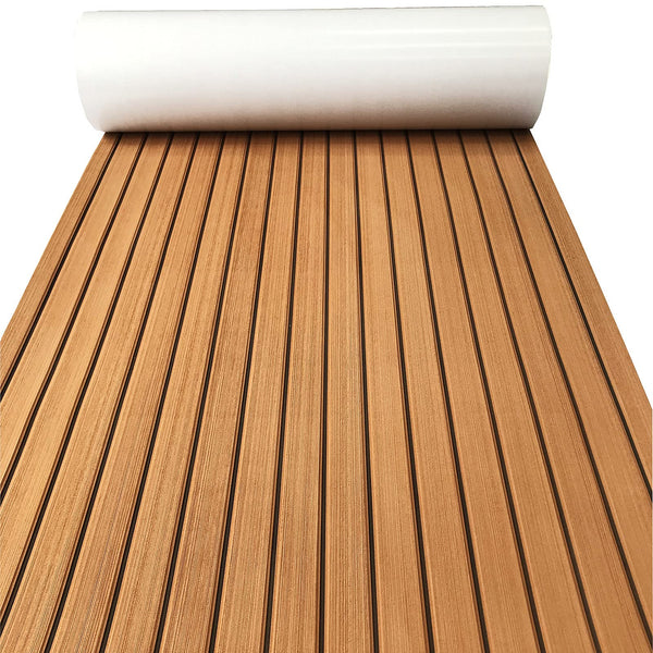 KXKZREN Boat Flooring EVA Foam Decking Sheet Faux Teak Marine Mat Marine Carpet Cooler Tops Non-Slip Self-Adhesive Flooring for Motorboat RV Yacht