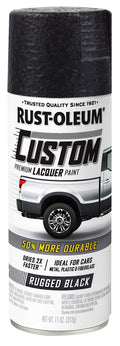 Rust-Oleum 323350 Automotive Custom Lacquer Spray Paint, 11 Oz, Rugged Black