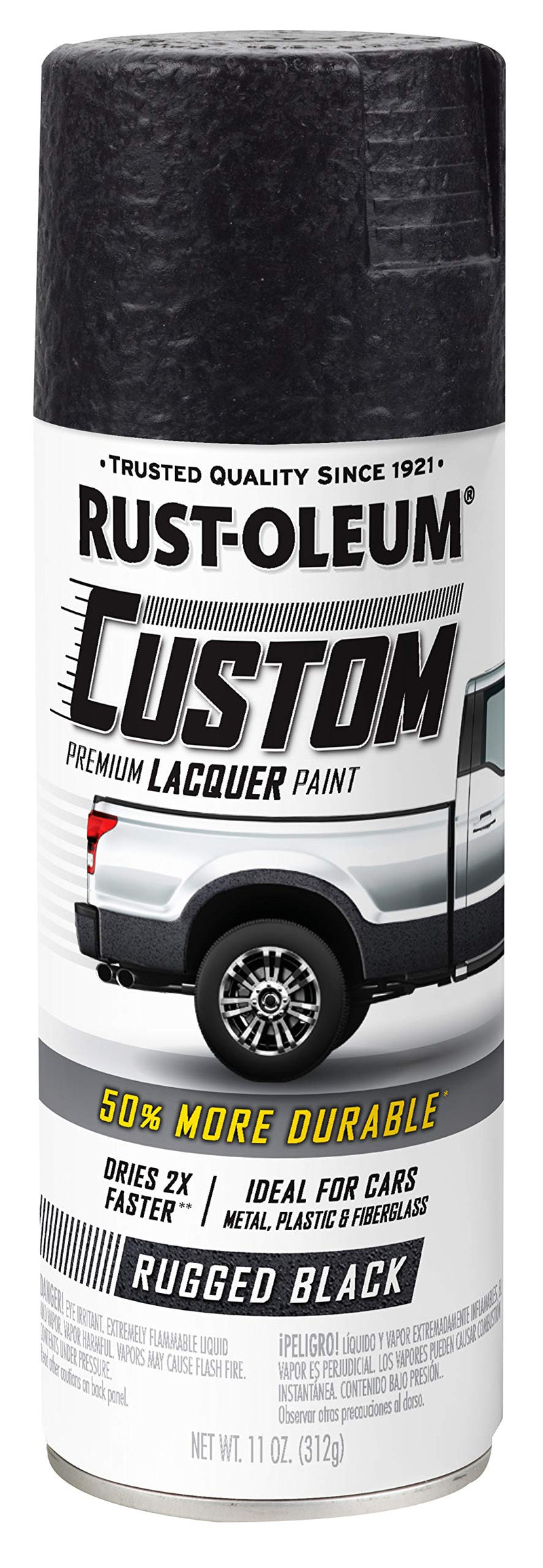 Rust-Oleum 323350 Automotive Custom Lacquer Spray Paint, 11 Oz, Rugged Black