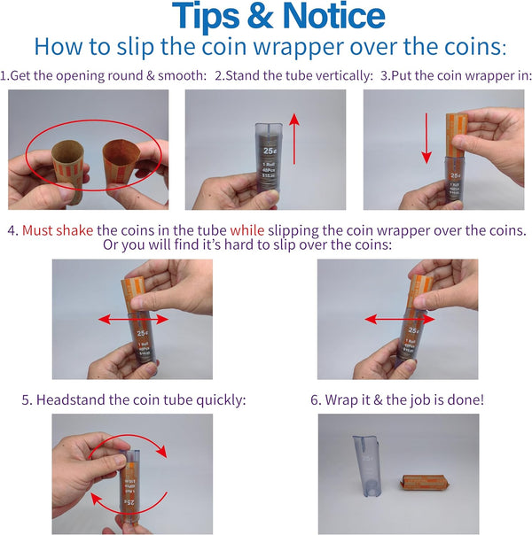 Coin Counter Coin Sorter Tubeï½Creative 5-In-1 Change Sorter Coin Organizerï½Change Counter Machine Coin Rollerï½Coin Bank Holder Coin