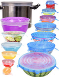 Silicone Stretch Lids 14 Pack Include 2Pcs Size up to 9.8'' Diameter,Reusable Durable Food Storage Covers for Bowl,7 Different Sizes to Meet