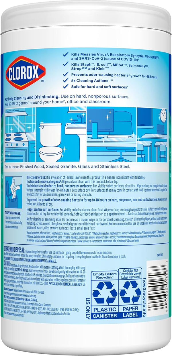 Clorox Disinfecting Wipes, Bleach Free Cleaning Wipes, Fresh Scent, 75 Count (Package May Vary)