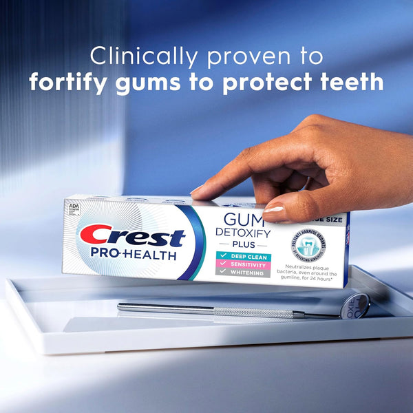 Crest Pro-Health Gum Detoxify plus Toothpaste 4.5 Oz Pack of 3 - Antibacterial Fluoride Toothpaste, Sensitivity Protection, Whitens Teeth,