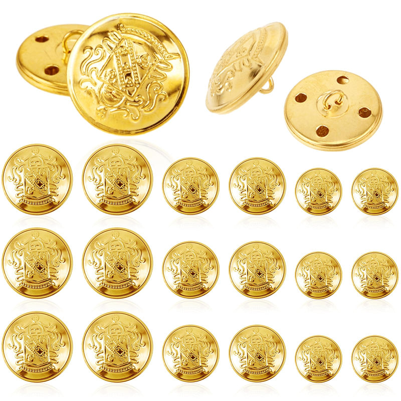 Ouligay 18Pcs Gold Brass Buttons for Blazer, Suit, Coat & DIY Crafts - 18Mm, 20Mm, 25Mm