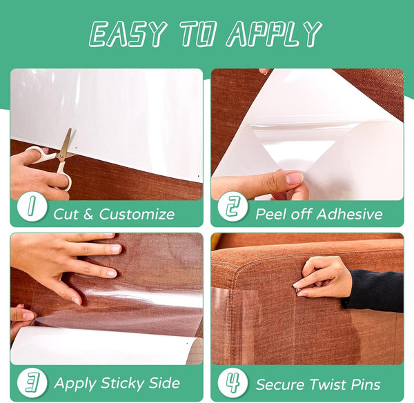 FTSTC Anti Cat Scratch Furniture Protector, 12-Pack, Furniture Protectors from Cats Scratching, Heavy Duty Self-Adhesive Couch Protector for Cats,