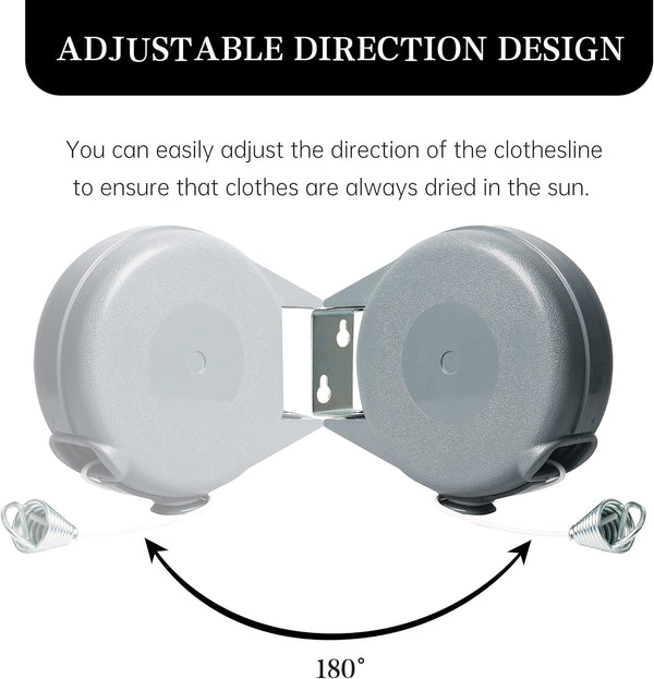 Retractable Clothesline Heavy Duty Retracting Clothes Line Outdoor and Indoor with Durable ABS Shell and 38 Feet Extruded PVC Line,With Lock to