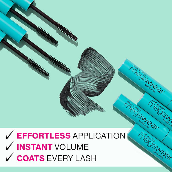 Wet N Wild Enhance and Define Megawear Mascara, Gentle Gel Volumizing Formula That Promotes Full & Healthy Lashes, Enriched with Soy Protein &