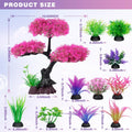 Ameliade Aquarium Artificial Plastic Plants Decoration, Pink Cherry Blossom Tree Aquarium Decor Set, Goldfish Betta Fish Tank Decorations Hides