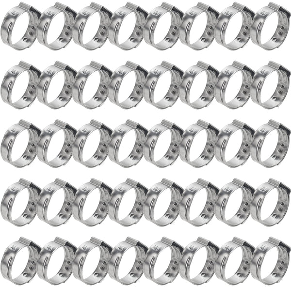 40 Pieces 15.3-18.5Mm 304 Stainless Steel Single Ear Hose Clamps