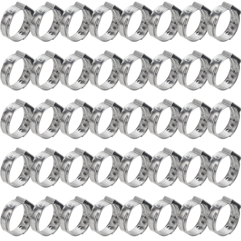 40 Pieces 15.3-18.5Mm 304 Stainless Steel Single Ear Hose Clamps