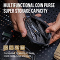 ONETIGRIS Front Pocket Wallet with Zippers Small Coin Purse Tactical Wallet Nylon Minimalist Wallet for Men Women, Brown Dimensions: