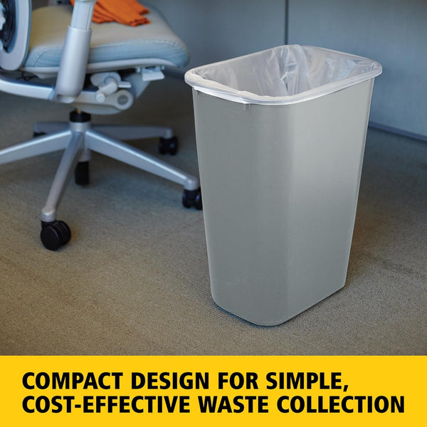 Rubbermaid Commercial Products Deskside Wastebasket/Trash Can, 10.25-Gallon/41-Quart, Gray, Plastic, Garbage Can for Home/Office, Fits under