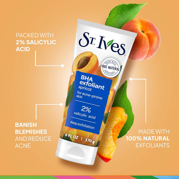 St. Ives Acne Control Face Scrub Deeply Exfoliates and Prevents Acne for Smooth, Glowing Skin Apricot Made with Oil-Free Salicylic Acid Acne