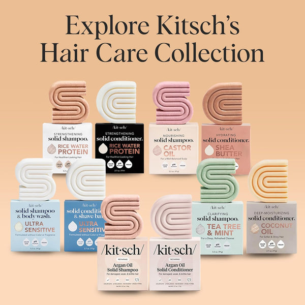 Kitsch Argan Oil Conditioner Bar - Repairing Solid Hair Conditioner for Women and Men - Moisturizing Hair Care for Dry, Damaged Hair - Vegan, All