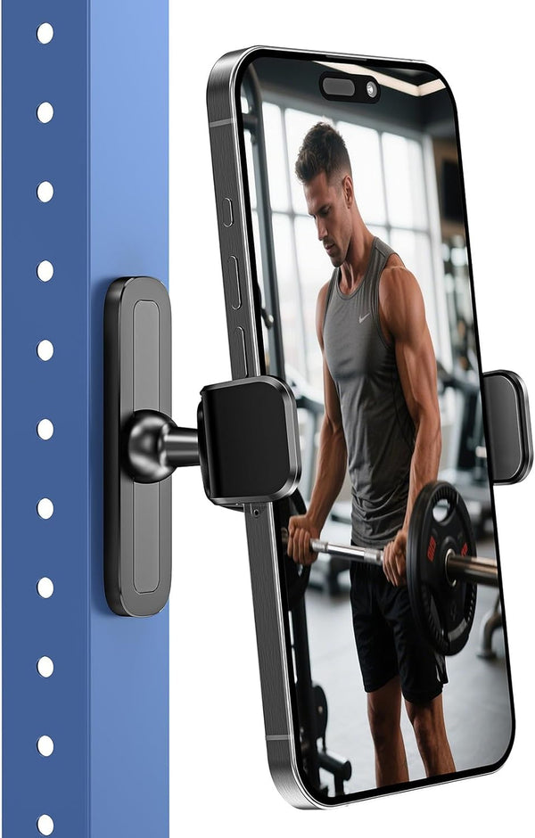 Apps2Car Gym Magnetic Phone Holder, 360 Adjustable, Compatible with 4.7-6.5" Smartphones, Alloy Base and Joint, Black