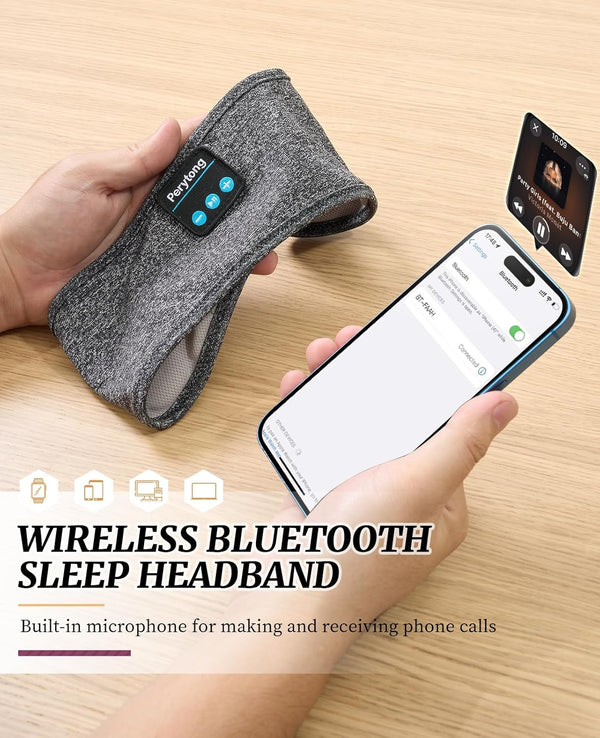 Perytong Sleep Headphones Wireless, Bluetooth Sports Headband Headphones with Ultra-Thin HD Stereo Speakers Perfect for