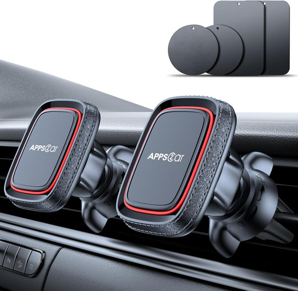 APPS2Car 2 Pack Magnetic Phone Car Mount, Car Phone Holder Mount Magnetic, Built in 6 Strong Magnets, Air Vent Cell Phone Holder for Car with