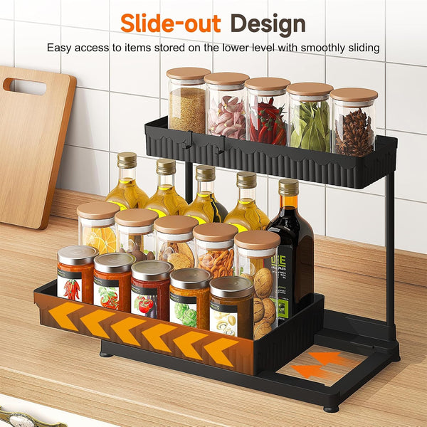 3 Pack Multi-Purpose Under Sink Organizers and Storage, 2026 L-Shaped Pull Out Cabinet Organizer for Bathroom & Kitchen, Under Cabinet Organizer