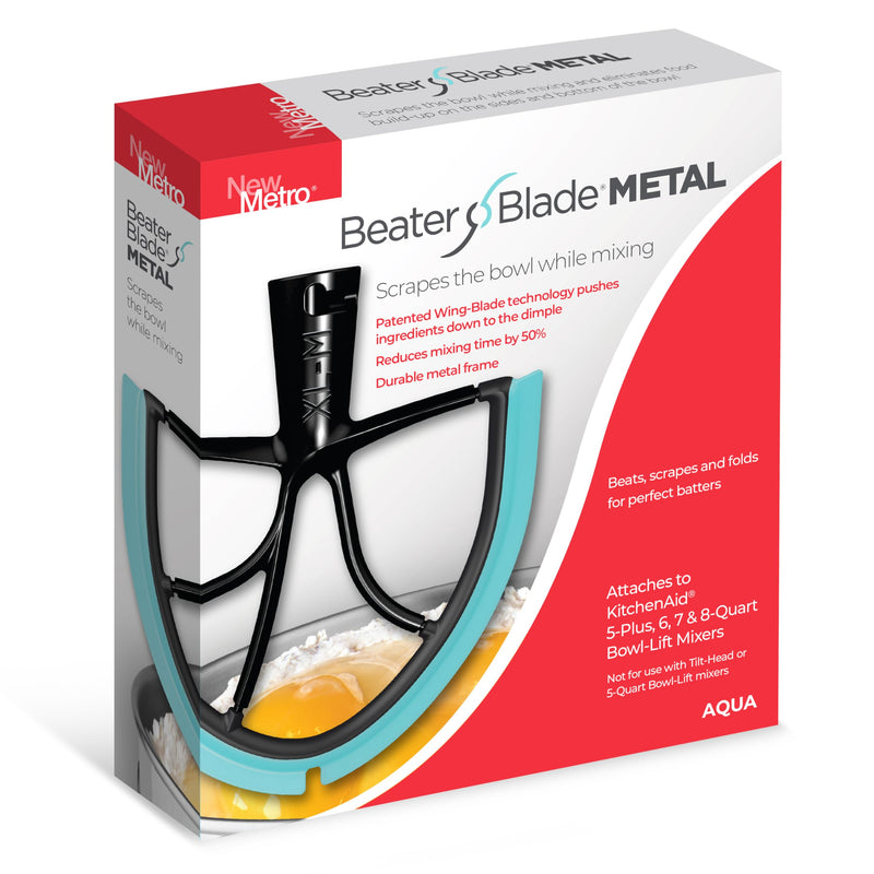 New Metro Design Beater Blade, Fits 5-Plus, 6, 7 & 8-Qt Bowl-Lift Stand Mixers, Aqua