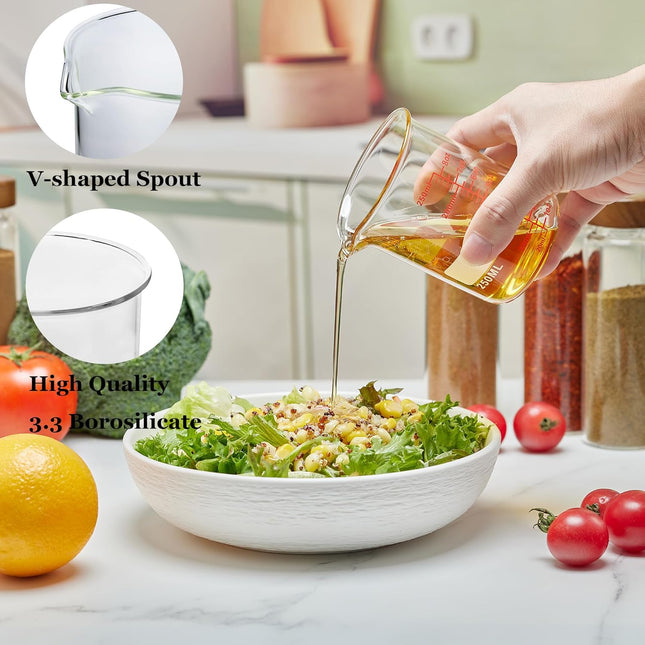 High Borosilicate Glass Measuring Cup Set-V-Shaped Spoutï¼Includes 60Ml(2Oz), 120Ml(4Oz), and 250Ml(8Oz) Glass Measurin