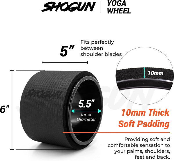Shogun Yoga Wheel Roller for Back Pain Relief - Back Roller Stretching Device for Spine Stretching, Improved Flexibility & Mobility