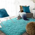 Ompaa Soft Fluffy Area Rug for Living Room Bedroom, 4X6 Teal Blue Plush Shag Rugs, Fuzzy Shaggy Accent Carpets for Kids Girls Rooms, Modern