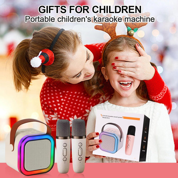 Karaoke Machine for Kids, Kids Karaoke Machine Gifts for Girls and Boys Family Party, Kids Karaoke Machine for Girls with 2 Wireless Microphones,