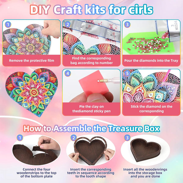 Diakud Gifts for 6 7 8 9 10 11 12 Year Old Girls, Diamond Art Kits Arts and Crafts for Kids Ages 8-12 Toys for Girls 10-12 Years Old Jewellery Box