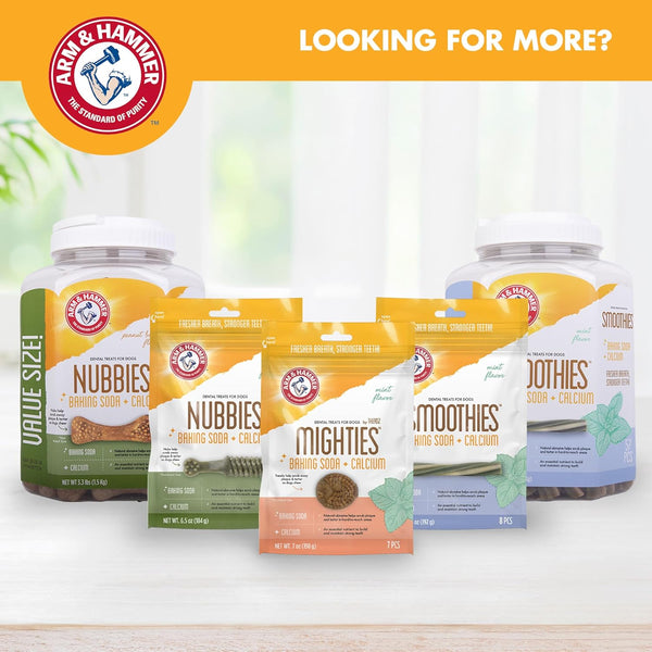 Arm & Hammer for Pets Nubbies Dental Treats for Dogs | Dental Chews Fight Bad Breath, Plaque & Tartar without Brushing | Peanut Butter Flavor, 20