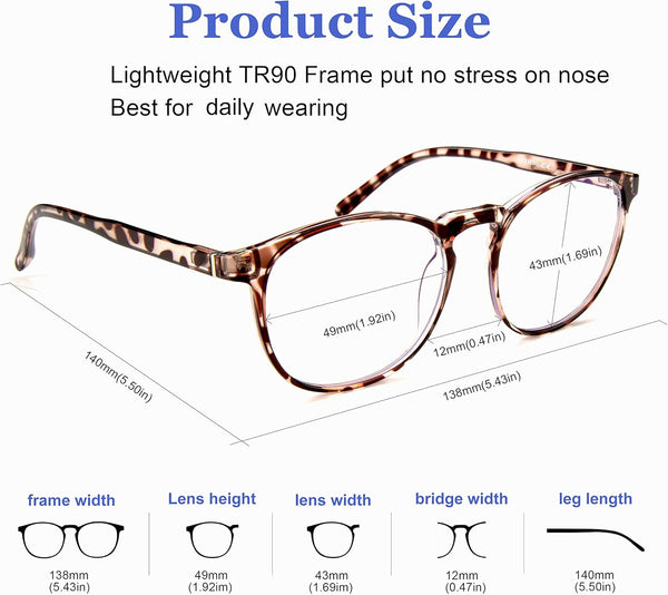 Blue Light Blocking Glasses Women/Men,Retro round anti Eyestrain Computer Gaming Glasses(Leopard+Crystal)