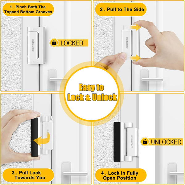 Home Security Door Lock, Upgraded Metal Door Reinforcement Lock, 3" Withstands 800 Lbs of Impact for Inward Swing Doors, Defender Security Door