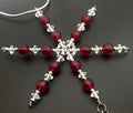 RUNNER GIRL Ornament - Beaded Snowflake Christmas Ornament/Gift Tag with round Pewter Runner Girl Charm with Jewelry Box - Handmade with Red