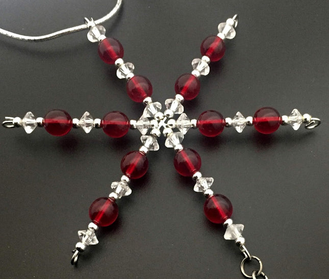 RUNNER GIRL Ornament - Beaded Snowflake Christmas Ornament/Gift Tag with round Pewter Runner Girl Charm with Jewelry Box