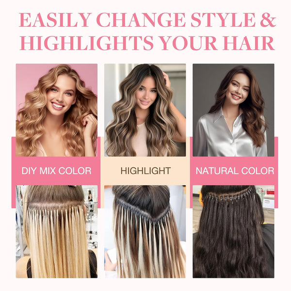 GOO GOO I Tip Hair Extensions Real Human Hair, 14Inch 50G 100S, Cold Fusion I Tip Hair Extensions, Invisible Remy Hair Extensions, 17/22/60