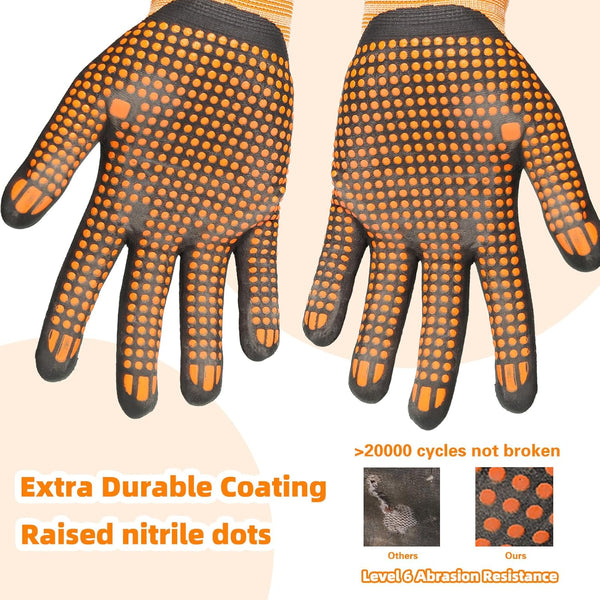 Schwer 3 Pairs LT5619 Work Gloves Micro-Foam Nitrile Coated, Level 4 Abrasion Resistant Nylon Working Gloves with Micro Dot Grip for Men Women,