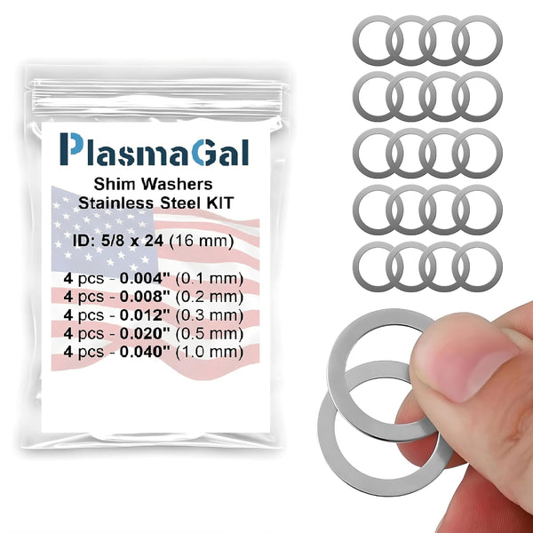 5/8X24 Barrel Shim Kit for .30/.308/7.62 & 300BLK (20 Pieces) - Stainless Steel Muzzle Shim Kit for Precise Alignment (4 Units X 5 Thickness -