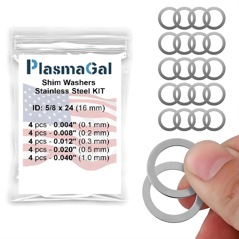 5/8X24 Barrel Shim Kit for .30/.308/7.62 & 300BLK (20 Pieces) - Stainless Steel Muzzle Shim Kit for Precise Alignment (4 Units X 5 Thickness -