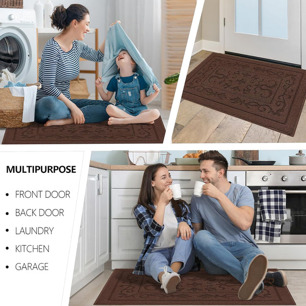 FONEYI Indoor Doormat, Front Back Door Mat 24"X36" Washable, Rubber Backing Non Slip Door Mats, Low-Profile Absorbent Entrance Doormat inside